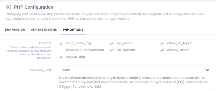 PHP Options